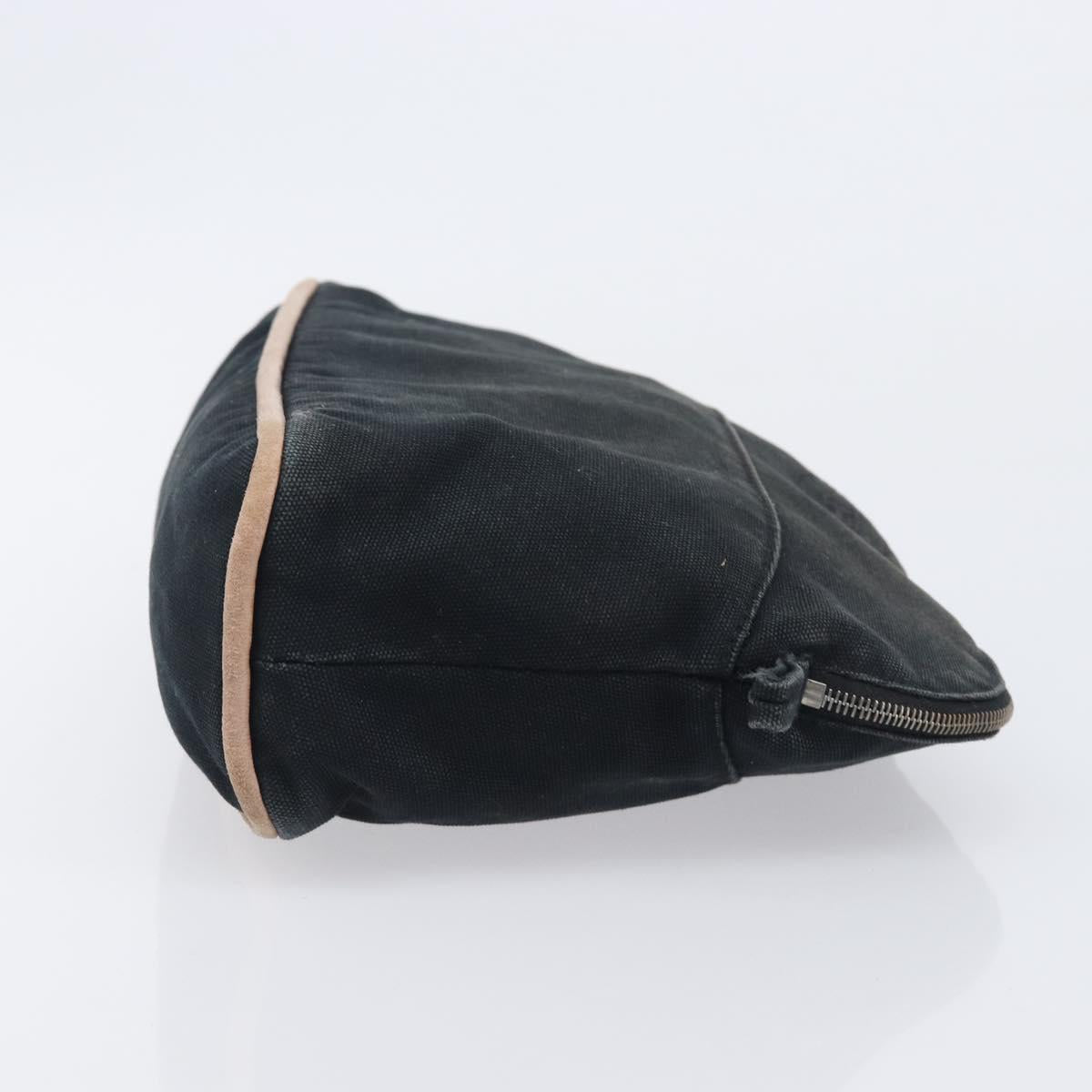 HERMES Pouch Hand Bag Canvas 3 Set Black Navy Auth BA16223