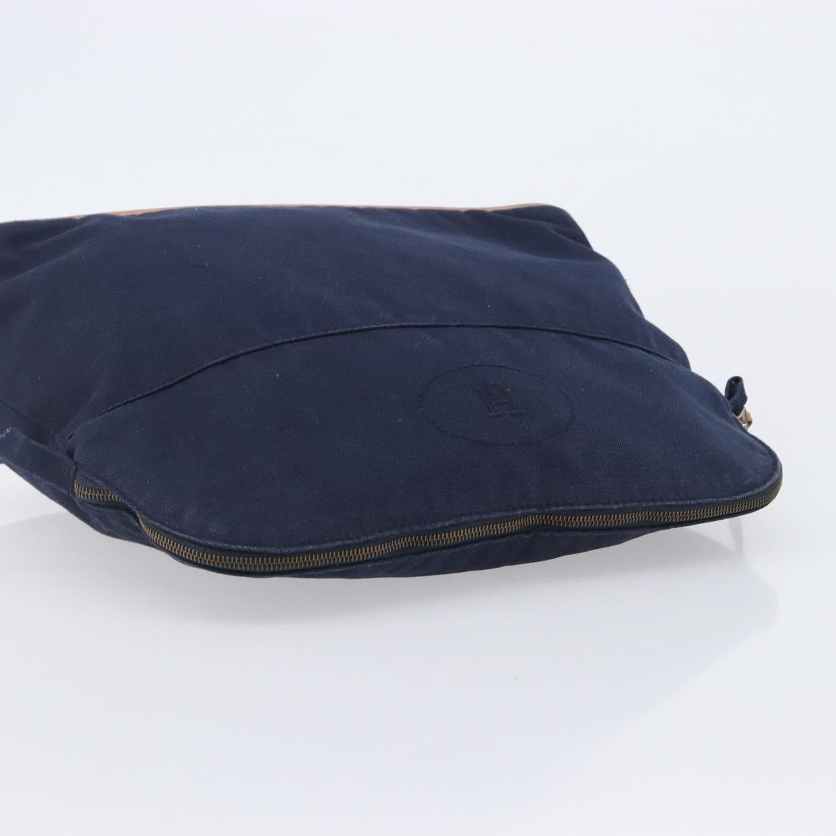 HERMES Pouch Hand Bag Canvas 3 Set Black Navy Auth BA16223