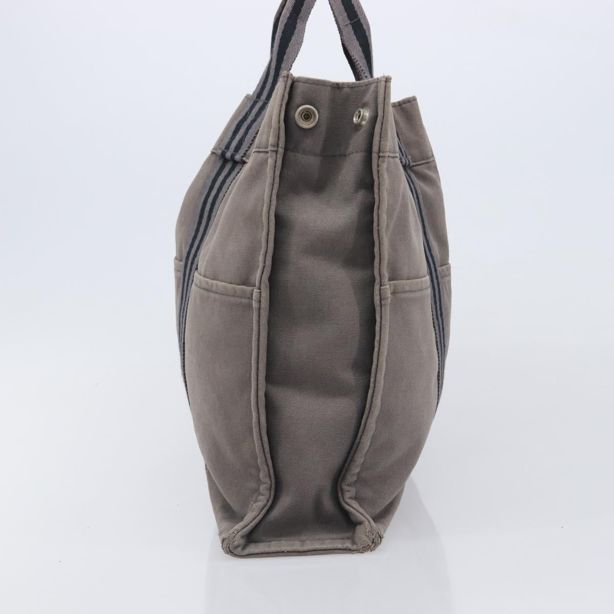 HERMES Pouch Hand Bag Canvas 3 Set Black Navy Auth BA16223