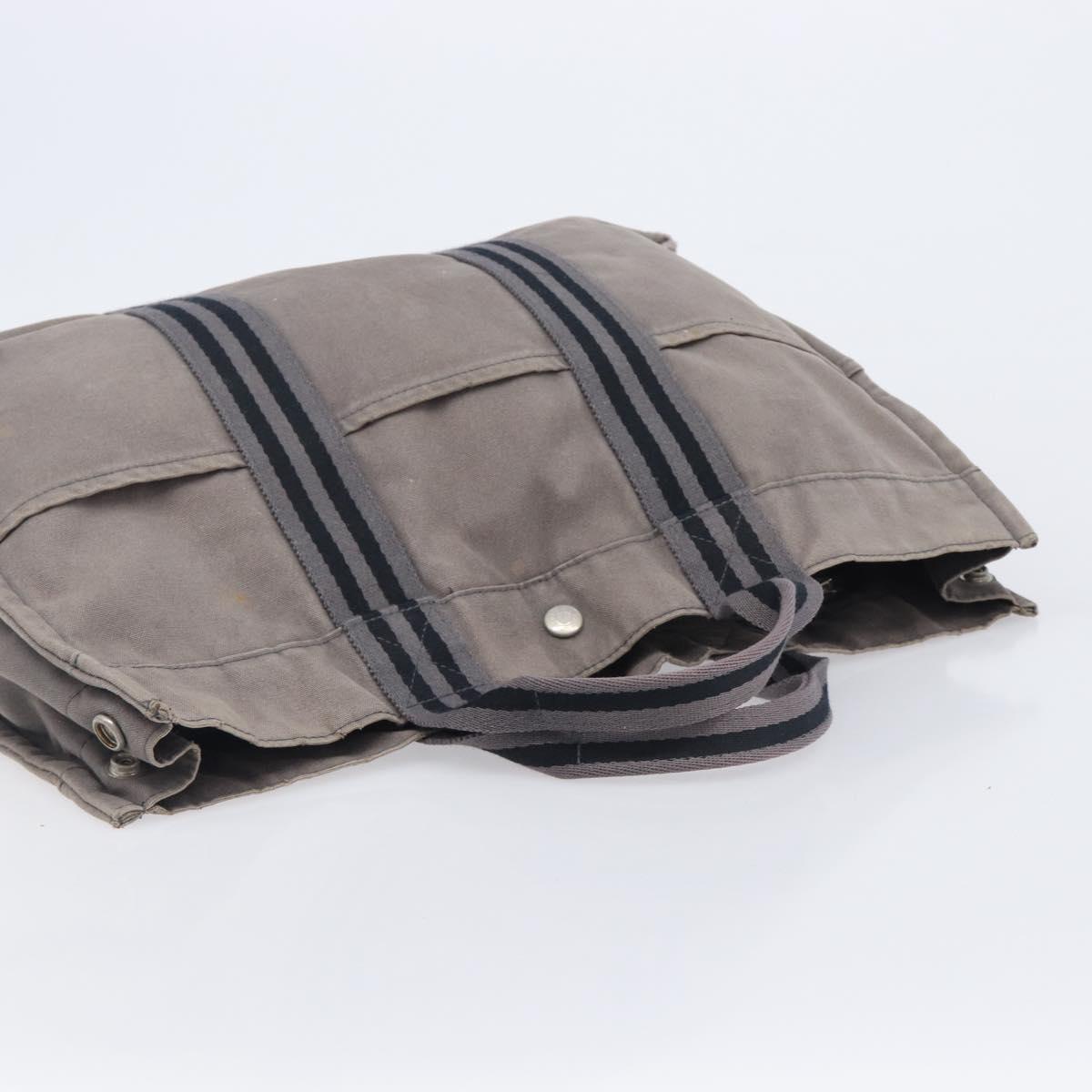 HERMES Pouch Hand Bag Canvas 3 Set Black Navy Auth BA16223