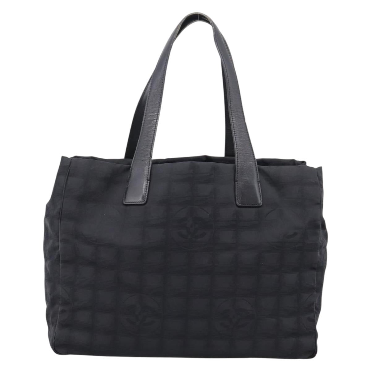 CHANEL New Travel Line Tote Bag Nylon 3 Set Black Silver CC Auth BA16224