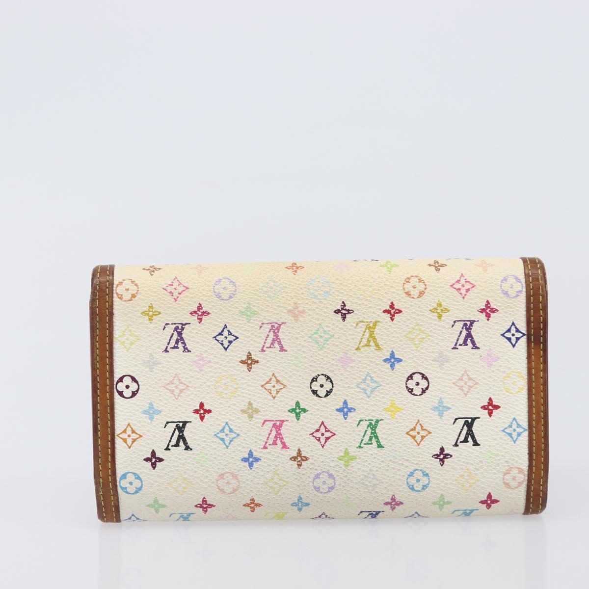 LOUIS VUITTON Monogram Multicolor Long Wallet 2 Set White LV Auth BA16225
