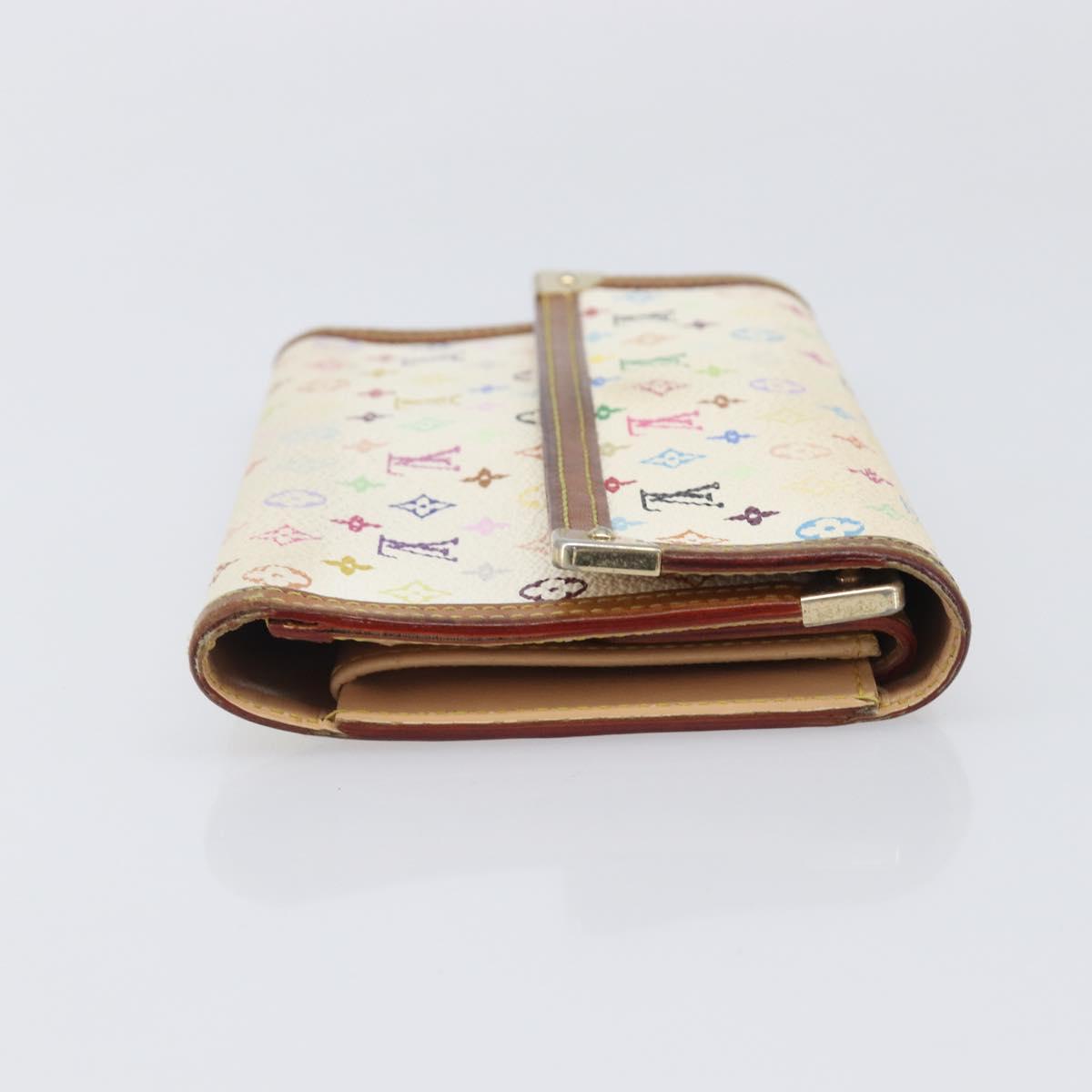 LOUIS VUITTON Monogram Multicolor Long Wallet 2 Set White LV Auth BA16225