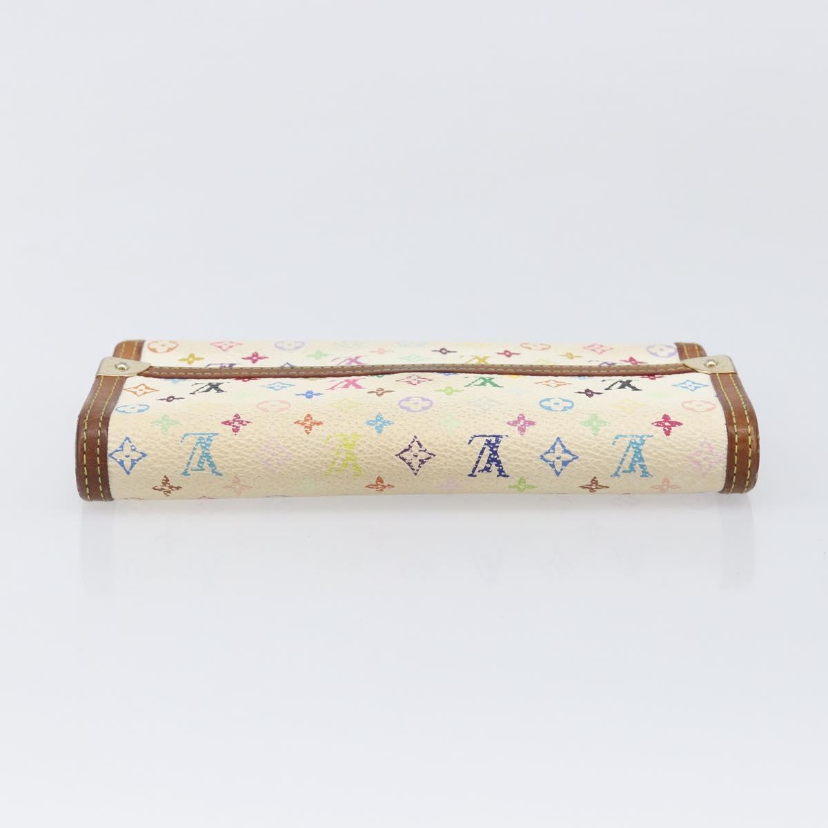 LOUIS VUITTON Monogram Multicolor Long Wallet 2 Set White LV Auth BA16225