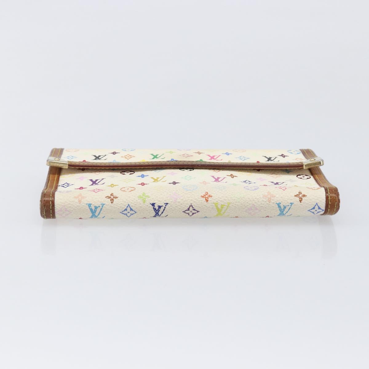 LOUIS VUITTON Monogram Multicolor Long Wallet 2 Set White LV Auth BA16225