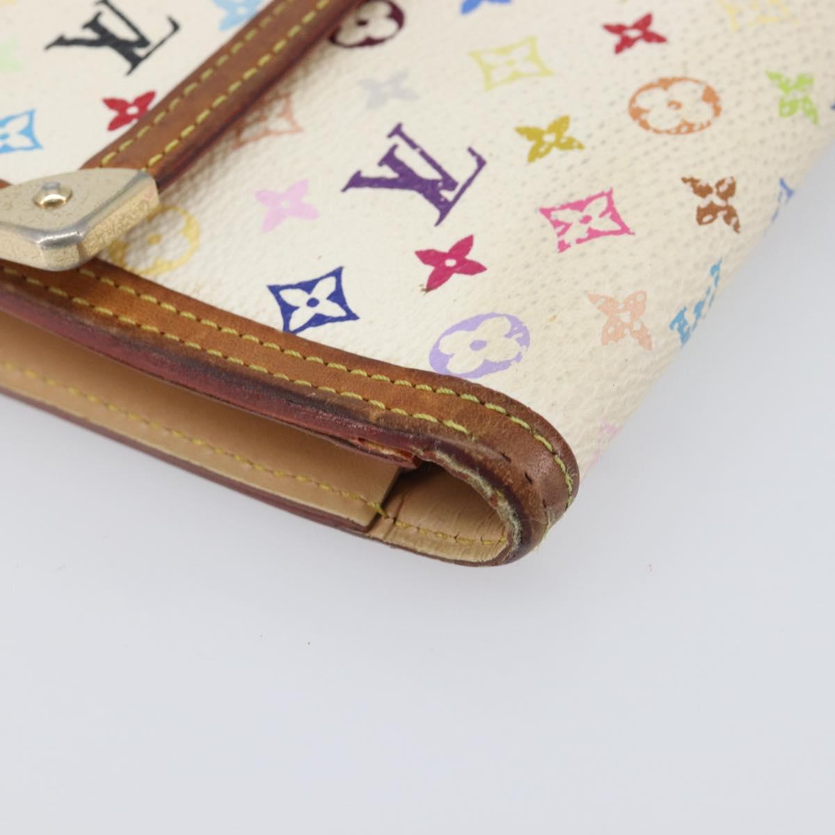 LOUIS VUITTON Monogram Multicolor Long Wallet 2 Set White LV Auth BA16225