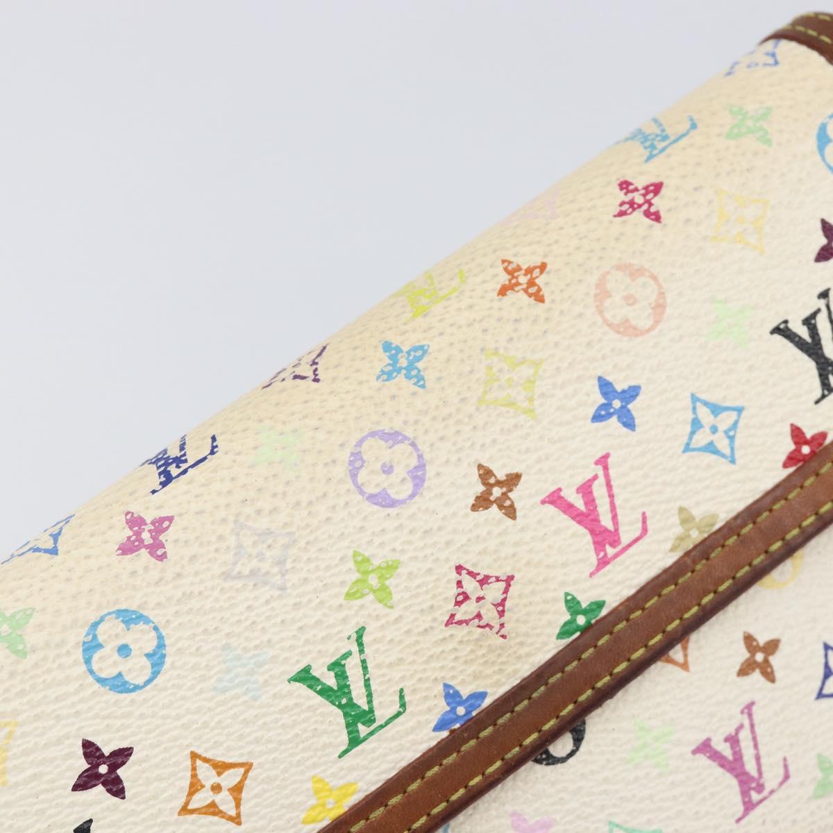 LOUIS VUITTON Monogram Multicolor Long Wallet 2 Set White LV Auth BA16225