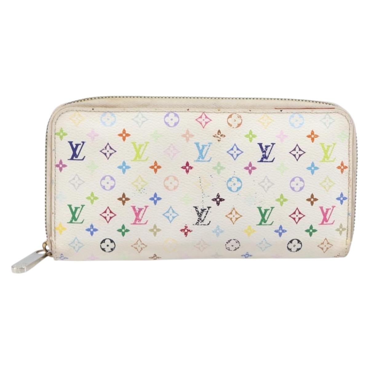 LOUIS VUITTON Monogram Multicolor Long Wallet 2 Set White LV Auth BA16225