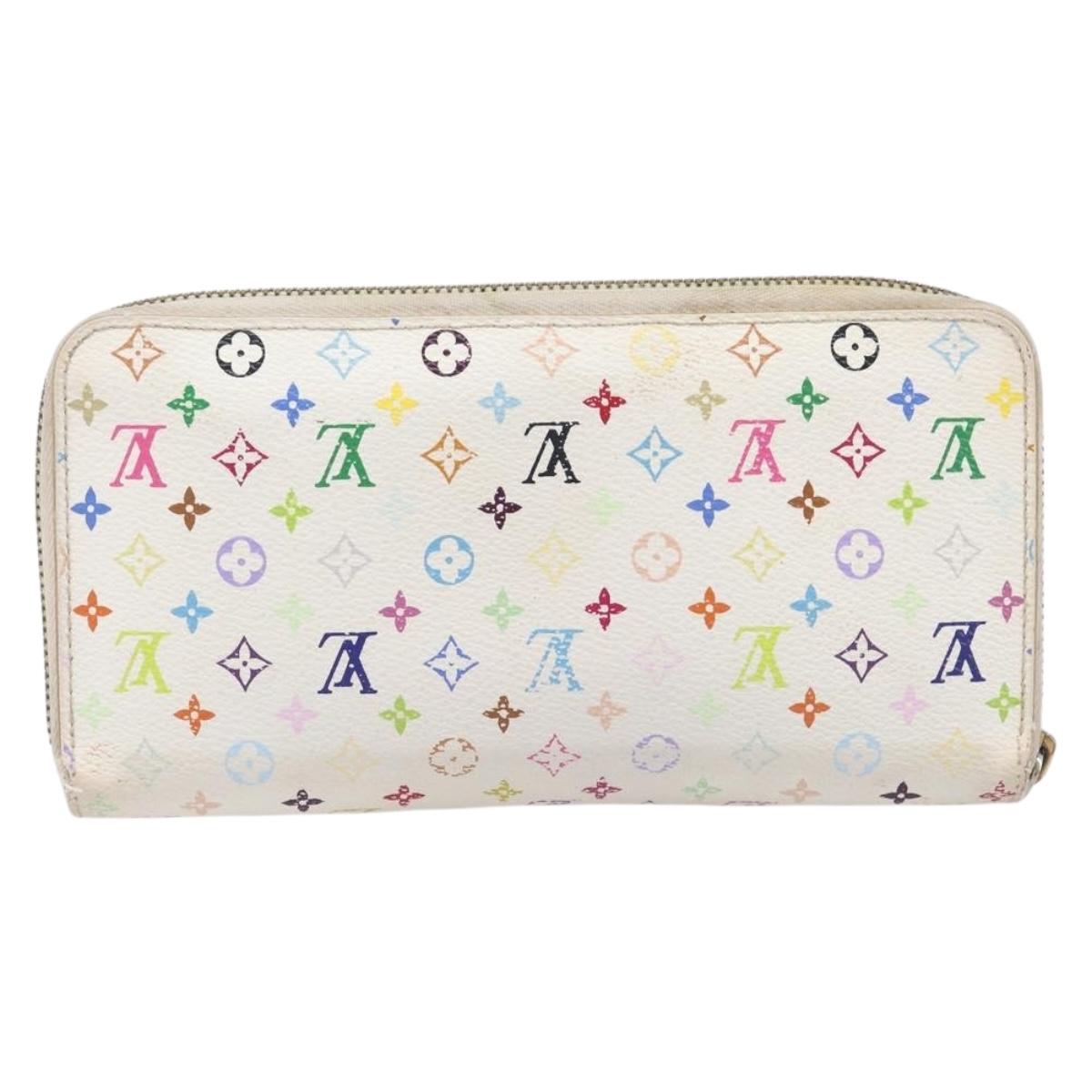 LOUIS VUITTON Monogram Multicolor Long Wallet 2 Set White LV Auth BA16225