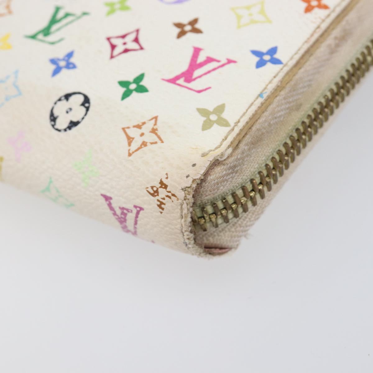 LOUIS VUITTON Monogram Multicolor Long Wallet 2 Set White LV Auth BA16225