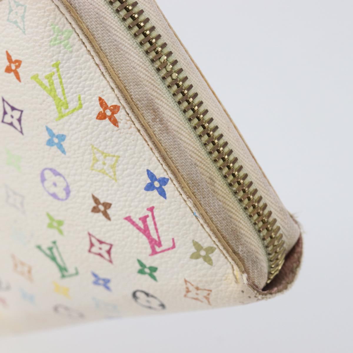 LOUIS VUITTON Monogram Multicolor Long Wallet 2 Set White LV Auth BA16225
