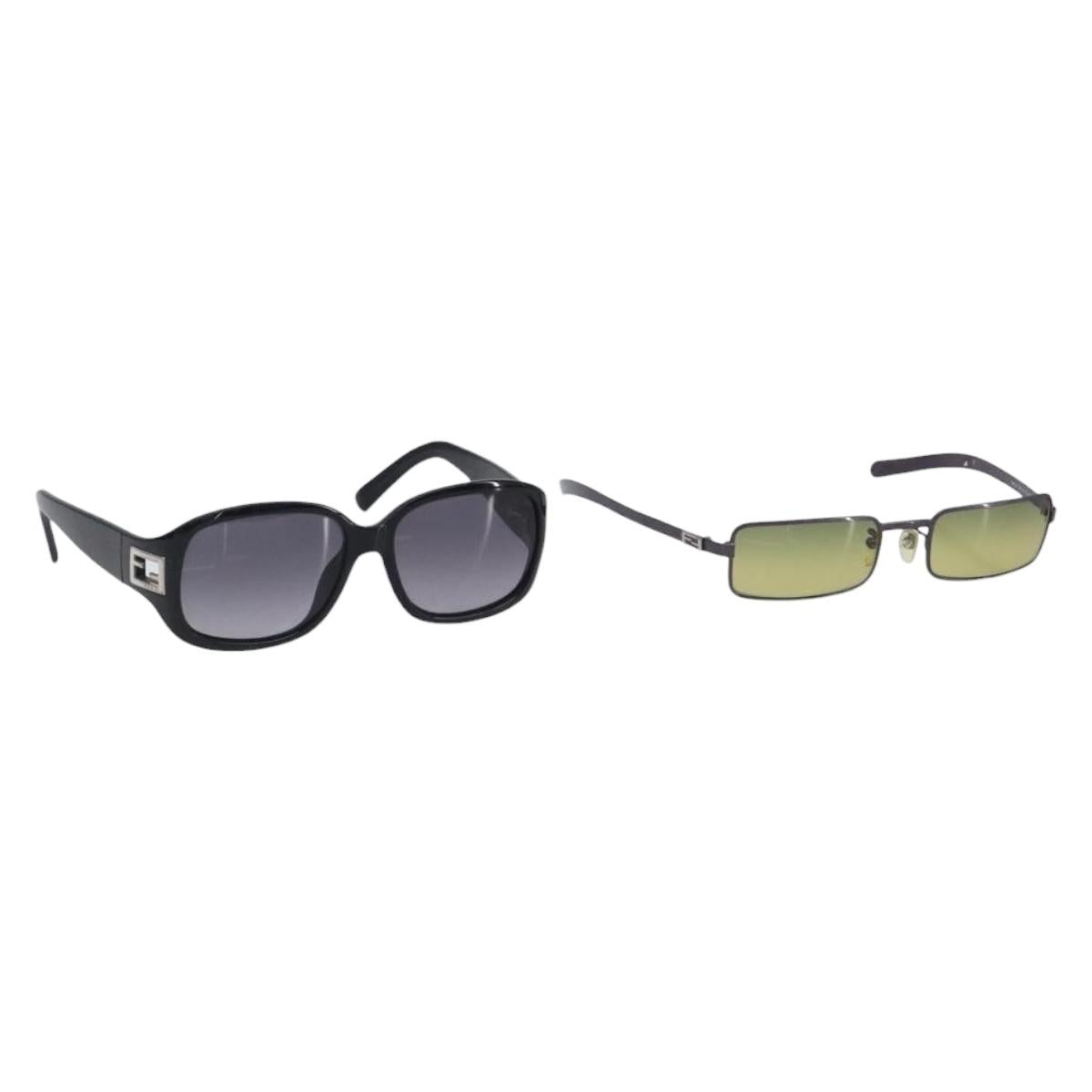 FENDI Sunglasses Plastic Metal 2 Set Black Purple Auth BA16226