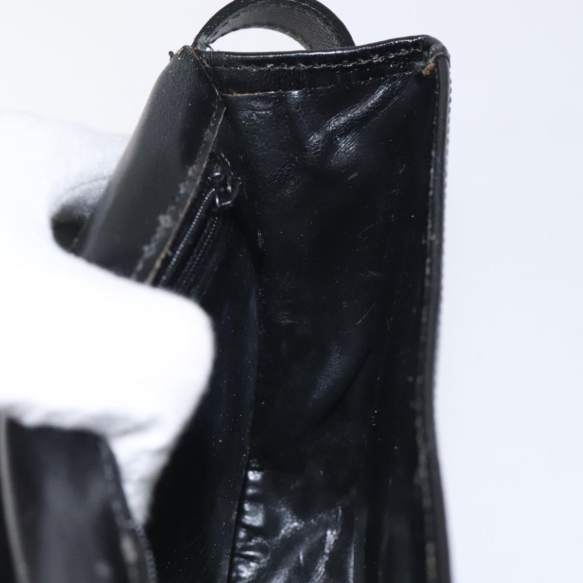 BALLY Shoulder Bag Leather Black Gold Auth BA1625