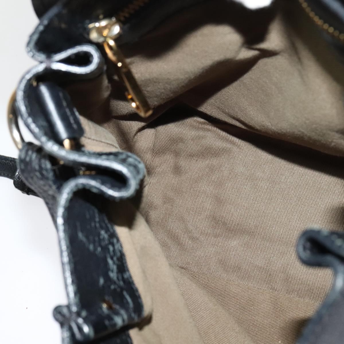 Chloe Elsie Hand Bag Leather 2way Black Gold Auth BA1626