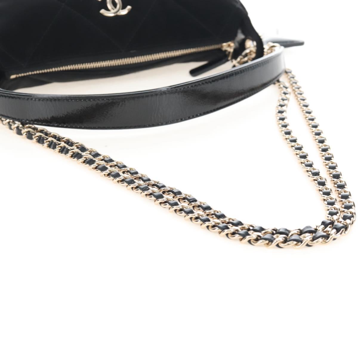 CHANEL Coconeig Chain Shoulder Bag Velvet 2way Black Gold Tone CC Auth BA16260SM