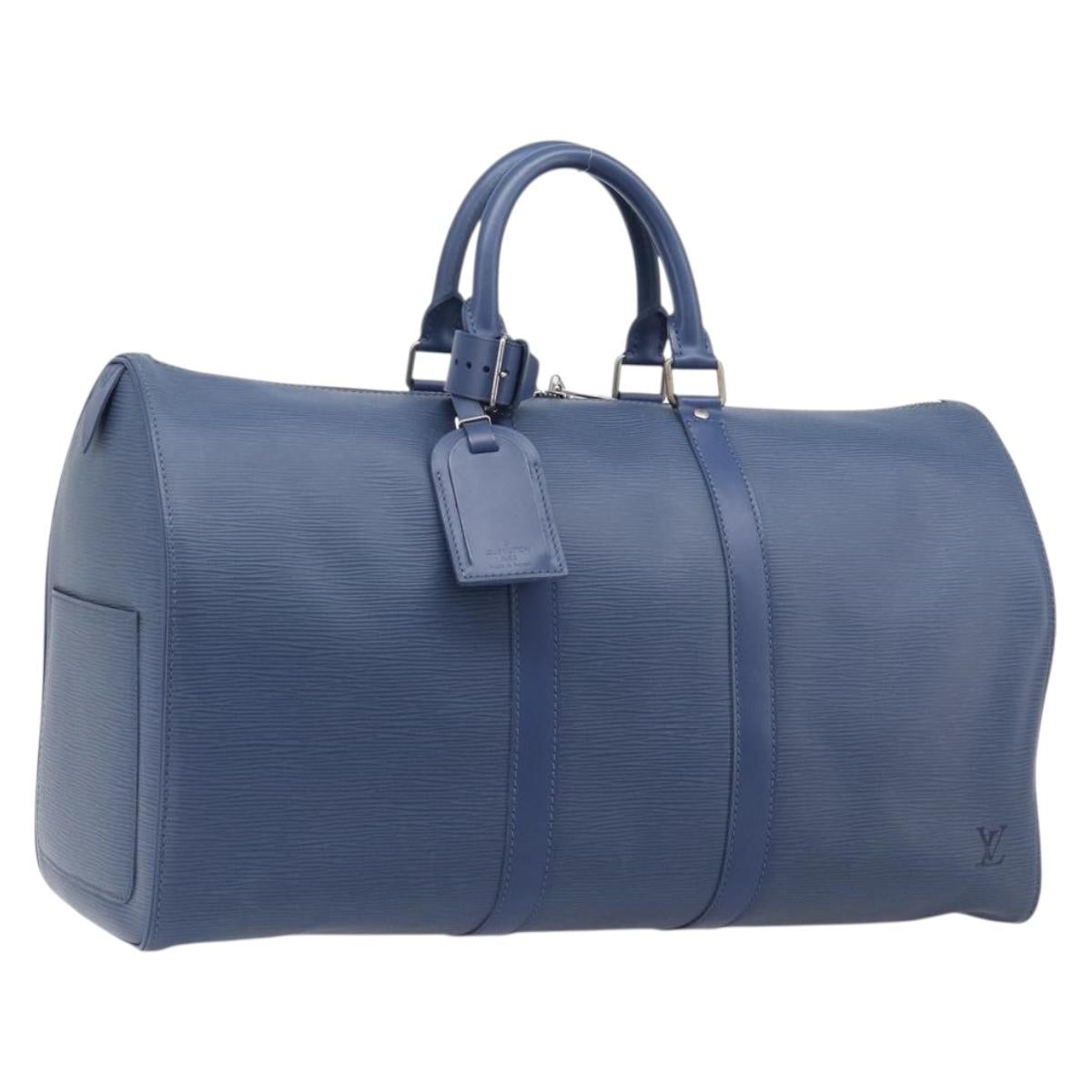 LOUIS VUITTON Epi Keepall 45 Boston Bag Blue Myrtille M5906G LV Auth BA16261V