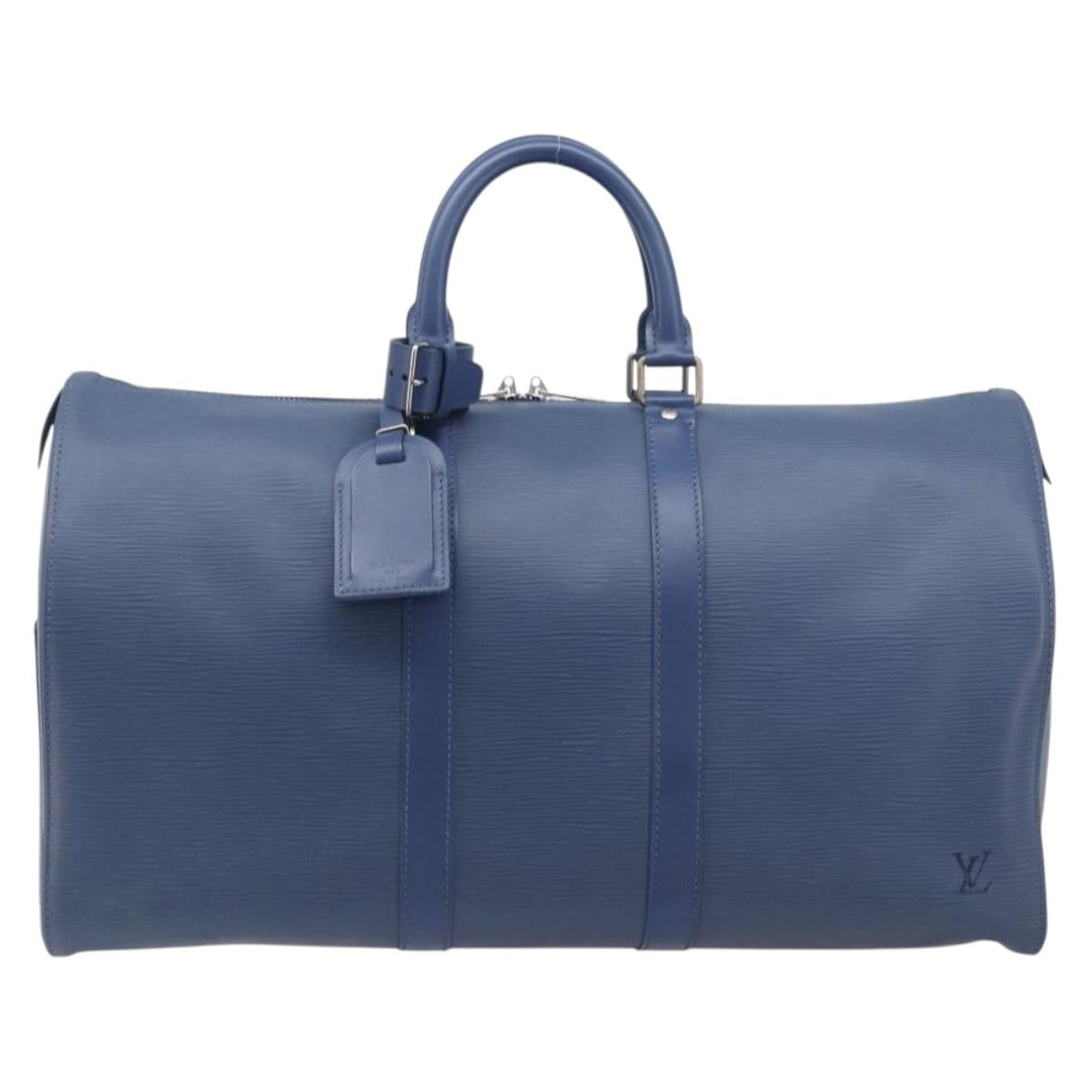 LOUIS VUITTON Epi Keepall 45 Boston Bag Blue Myrtille M5906G LV Auth BA16261V