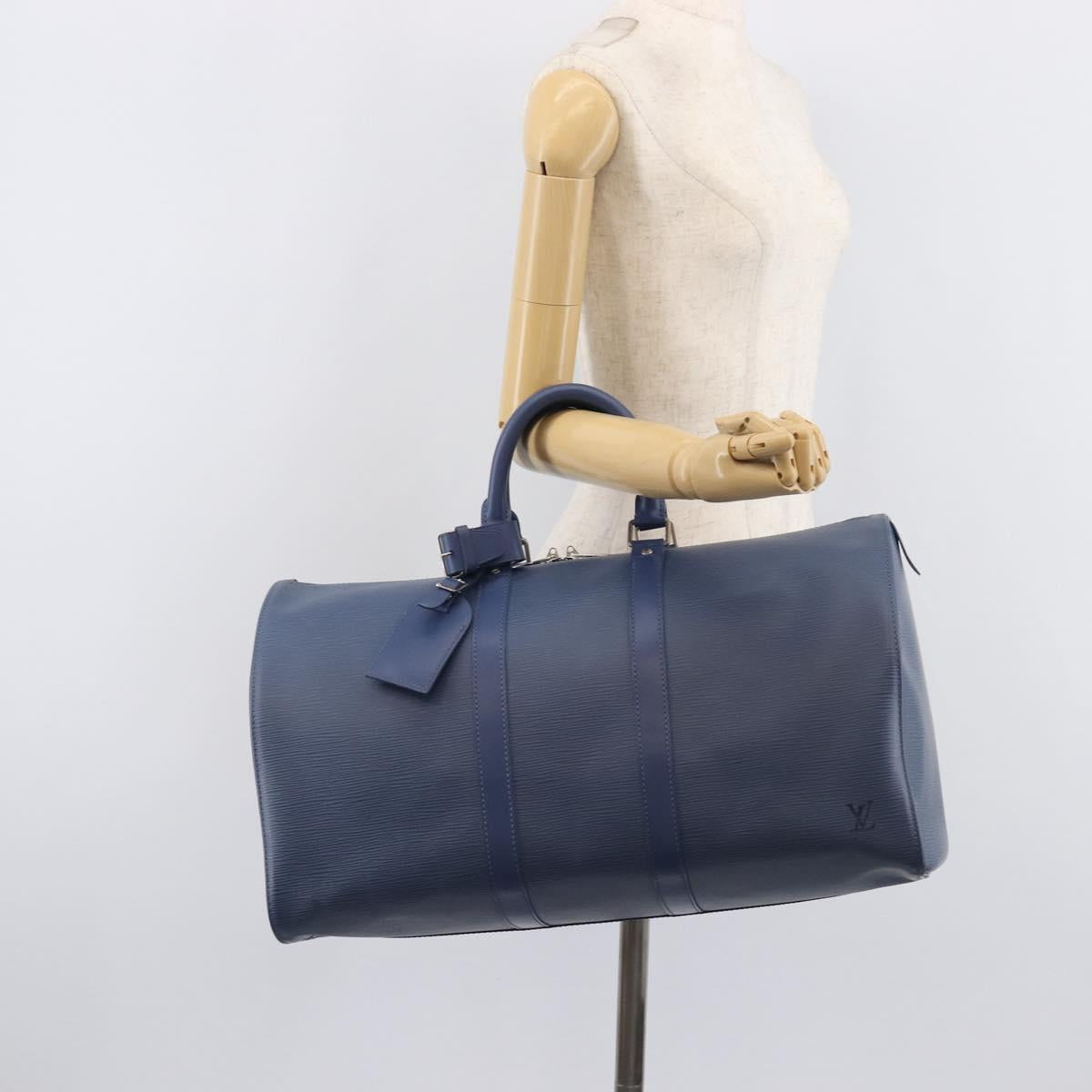 LOUIS VUITTON Epi Keepall 45 Boston Bag Blue Myrtille M5906G LV Auth BA16261V