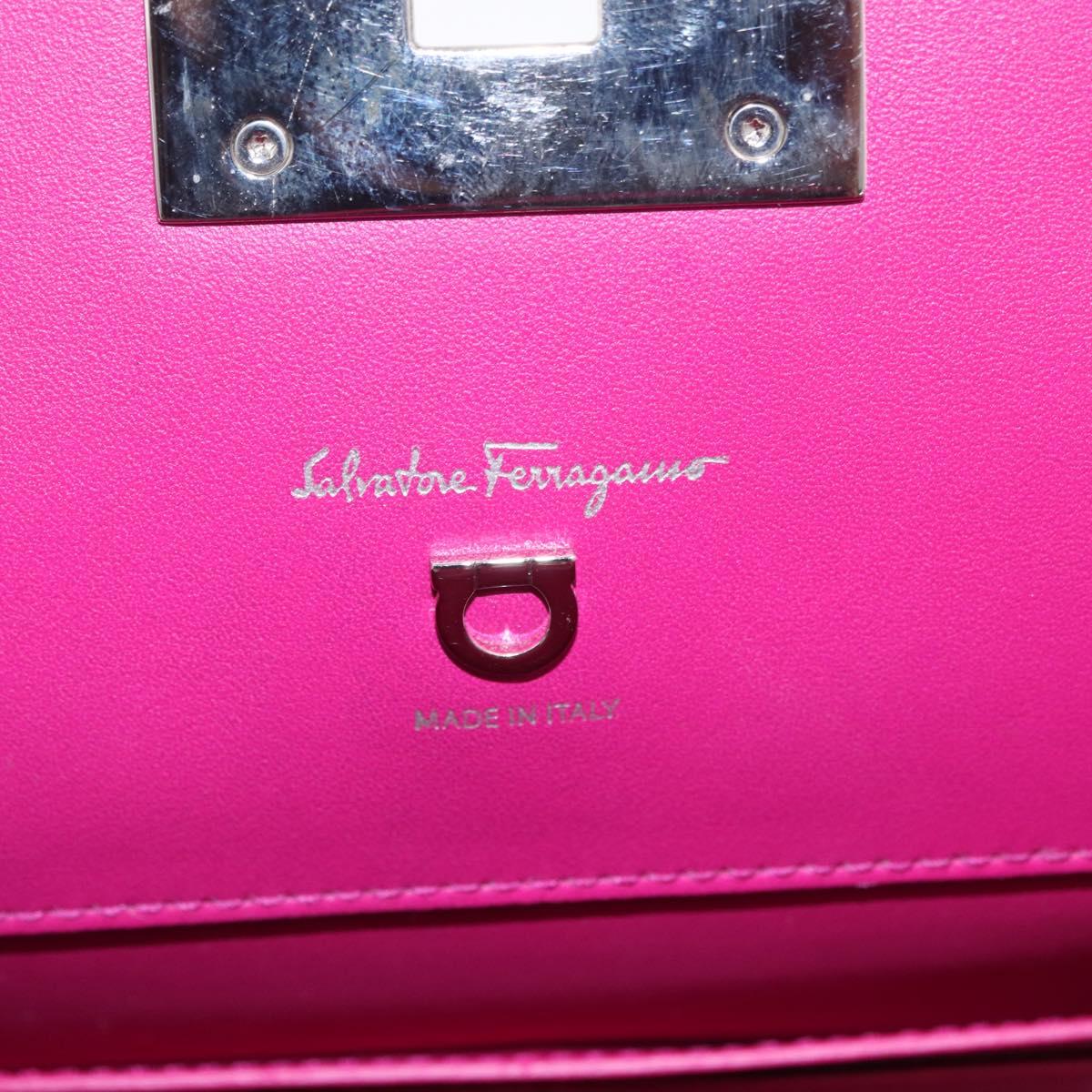 Salvatore Ferragamo Studio Bag Small Leather 2way Purple Silver Auth BA16267V