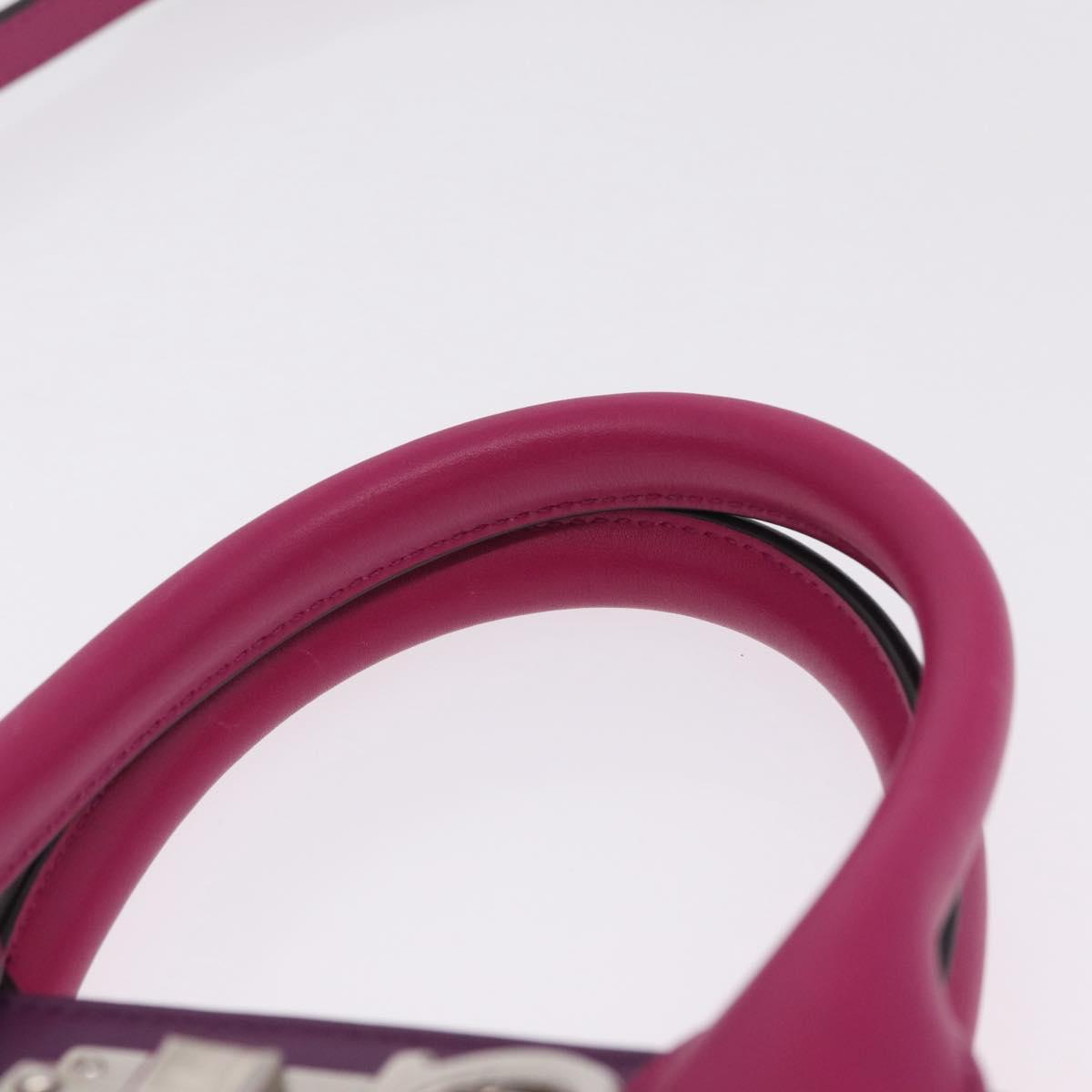 Salvatore Ferragamo Studio Bag Small Leather 2way Purple Silver Auth BA16267V