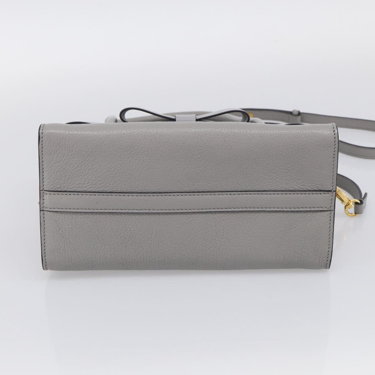 Miu Miu Hand Bag Leather 2way Gray Gold Tone Auth BA16268V