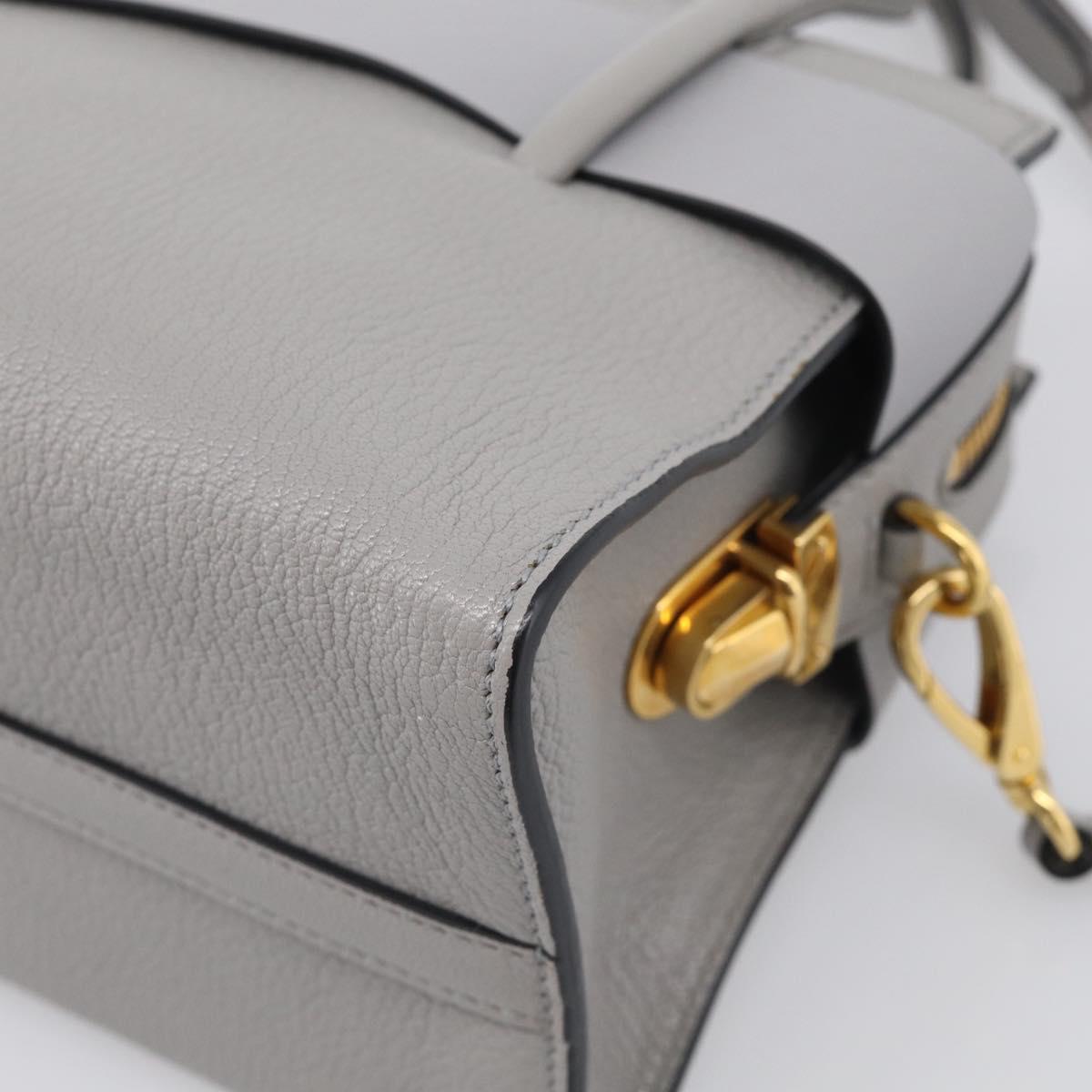 Miu Miu Hand Bag Leather 2way Gray Gold Tone Auth BA16268V