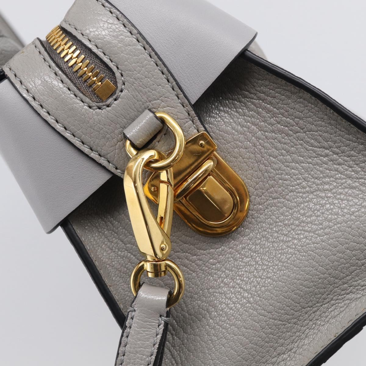 Miu Miu Hand Bag Leather 2way Gray Gold Tone Auth BA16268V