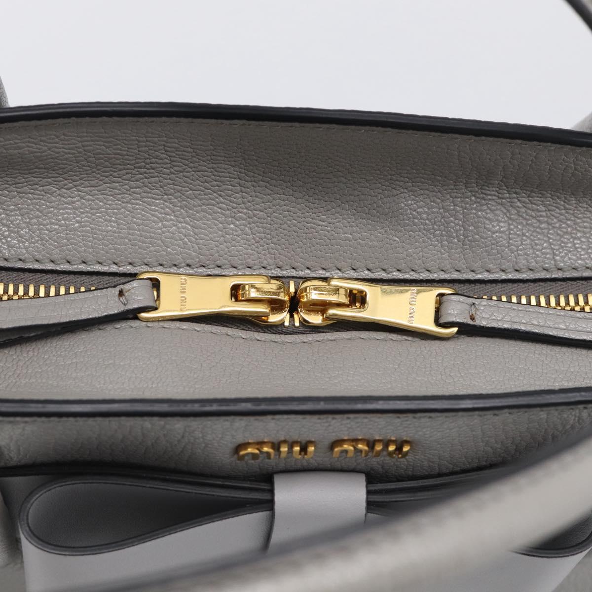 Miu Miu Hand Bag Leather 2way Gray Gold Tone Auth BA16268V