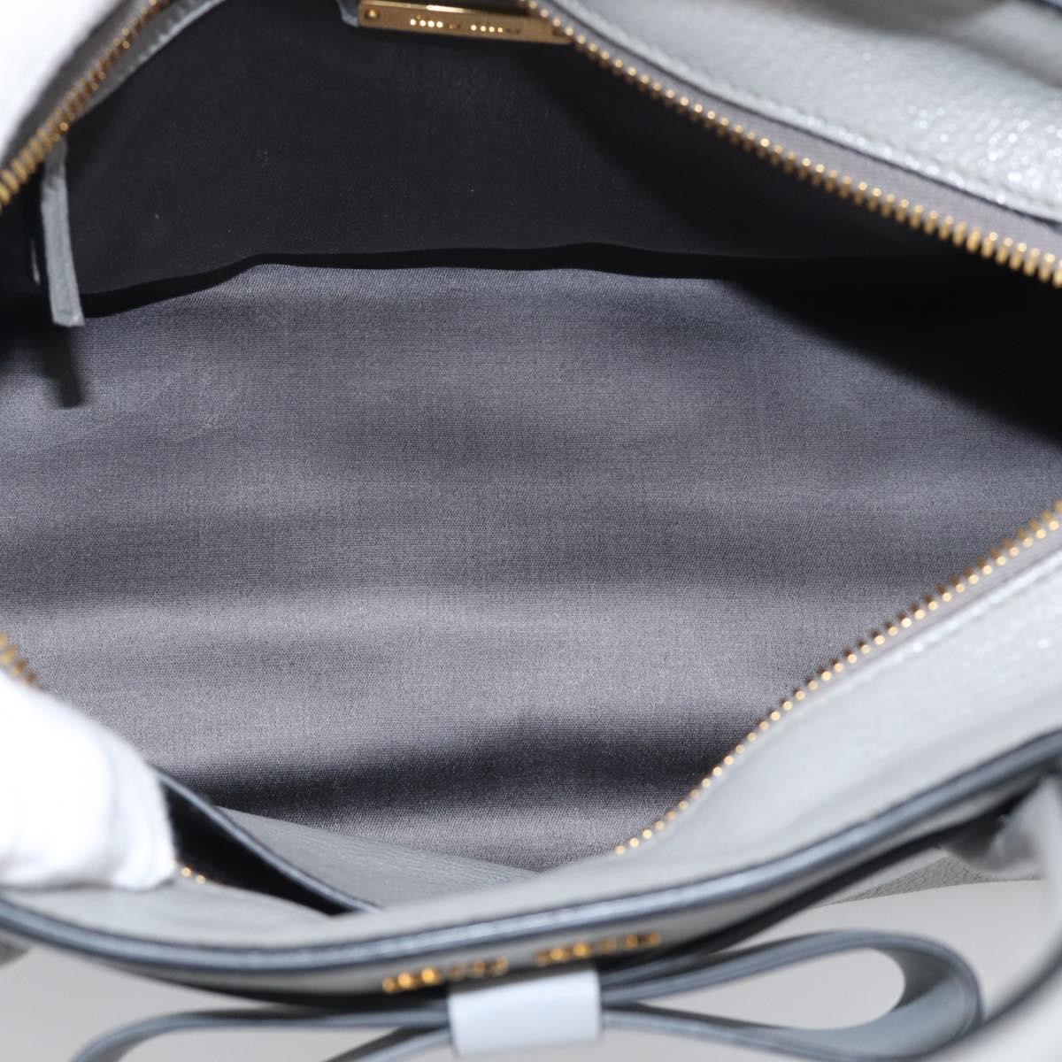 Miu Miu Hand Bag Leather 2way Gray Gold Tone Auth BA16268V