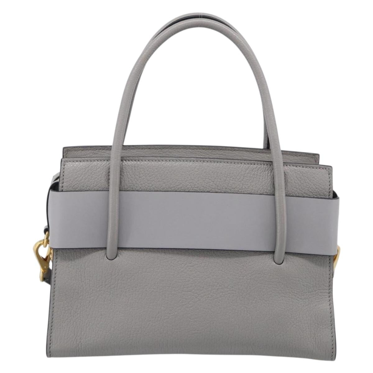 Miu Miu Hand Bag Leather 2way Gray Gold Tone Auth BA16268V