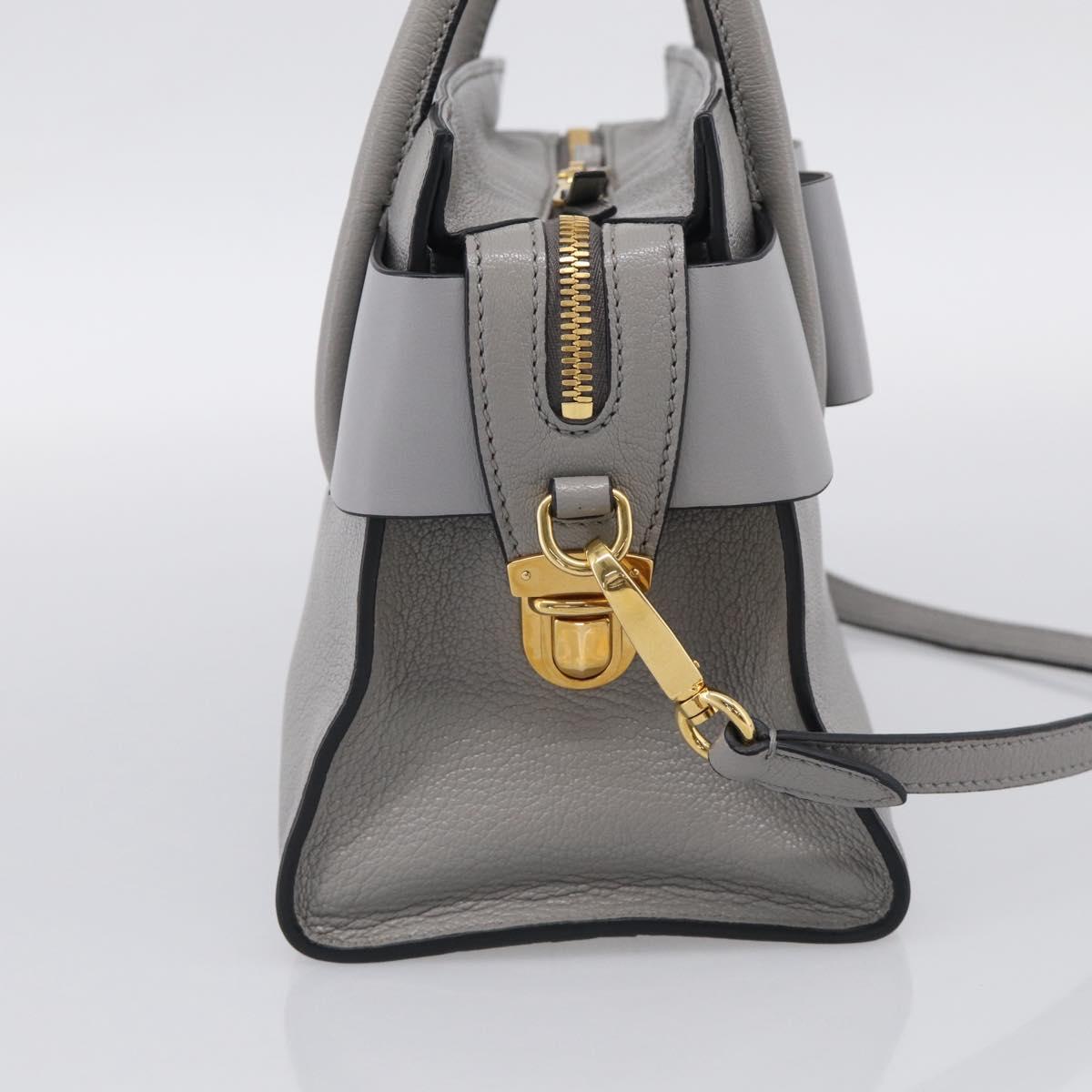 Miu Miu Hand Bag Leather 2way Gray Gold Tone Auth BA16268V