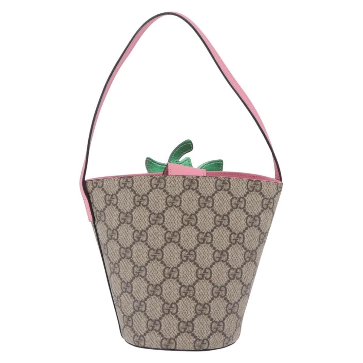 GUCCI GG Supreme Childrens Hand Bag PVC Beige Pink 630591 Auth BA16269V