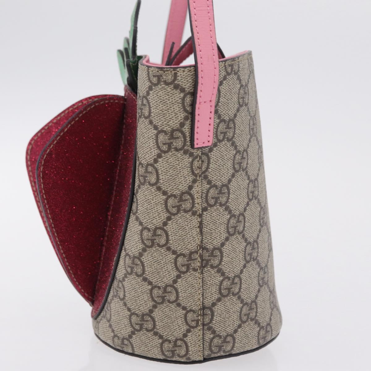 GUCCI GG Supreme Childrens Hand Bag PVC Beige Pink 630591 Auth BA16269V