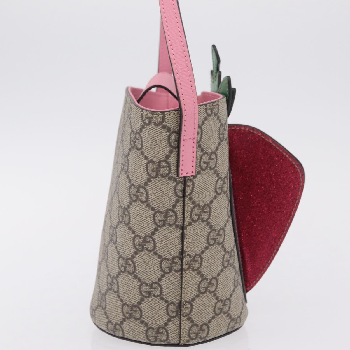 GUCCI GG Supreme Childrens Hand Bag PVC Beige Pink 630591 Auth BA16269V