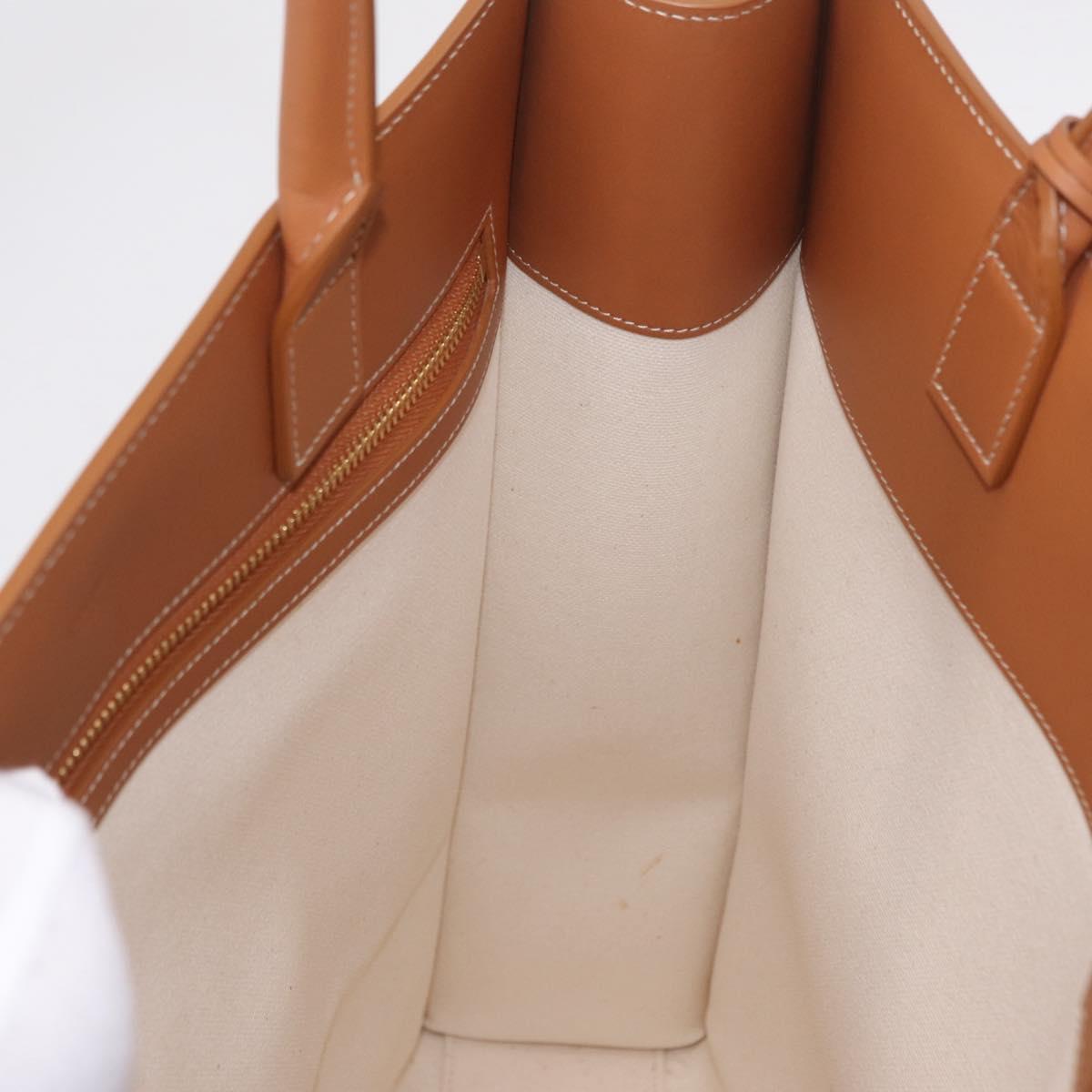 CELINE Vertical Cabas Large Hand Bag Canvas Ivory Gold Tone Auth BA16270M