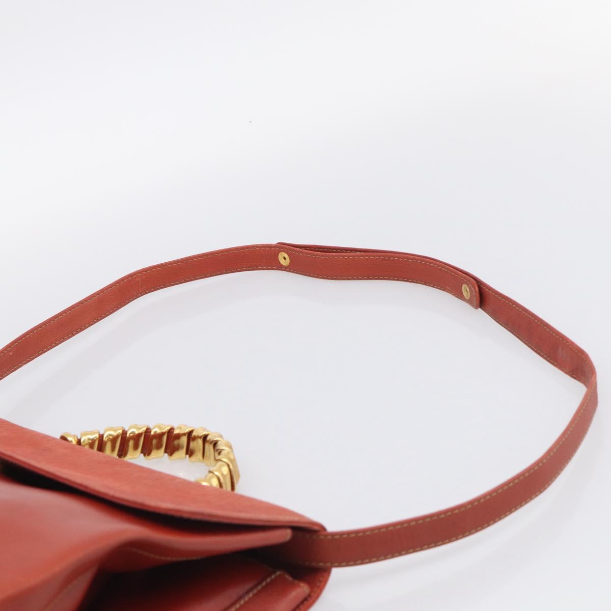 LOEWE Velazquez Hand Bag Leather 2way Orange Gold Tone Auth BA16275