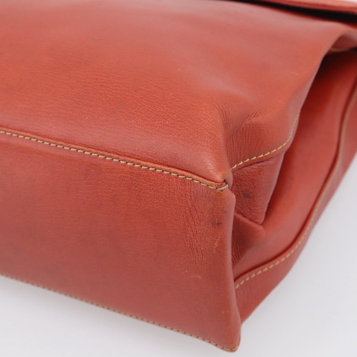LOEWE Velazquez Hand Bag Leather 2way Orange Gold Tone Auth BA16275