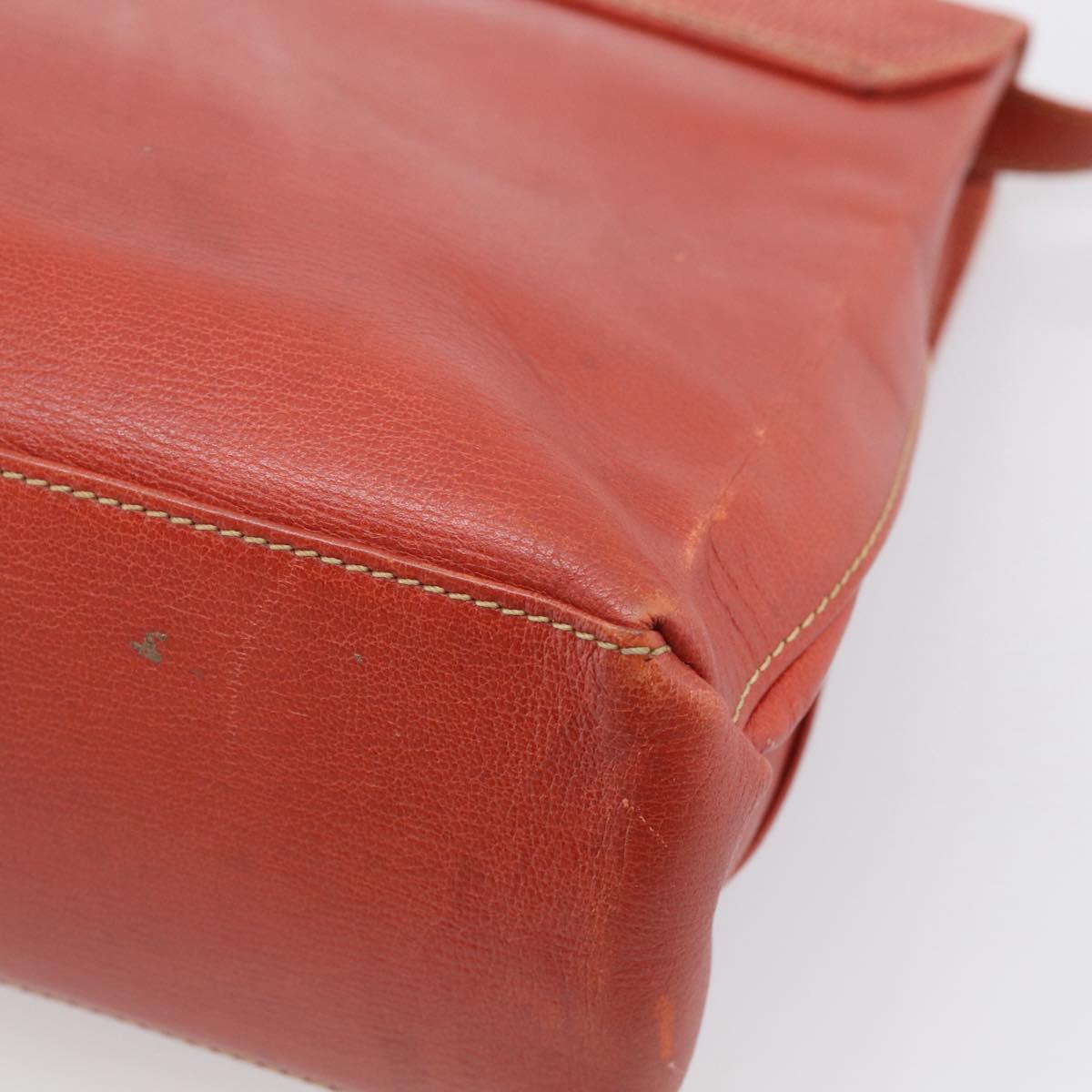 LOEWE Velazquez Hand Bag Leather 2way Orange Gold Tone Auth BA16275