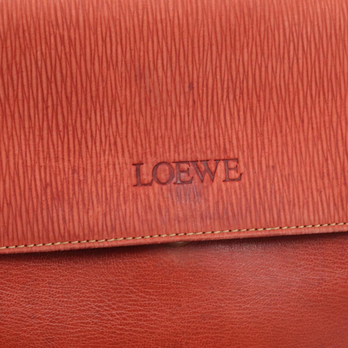 LOEWE Velazquez Hand Bag Leather 2way Orange Gold Tone Auth BA16275