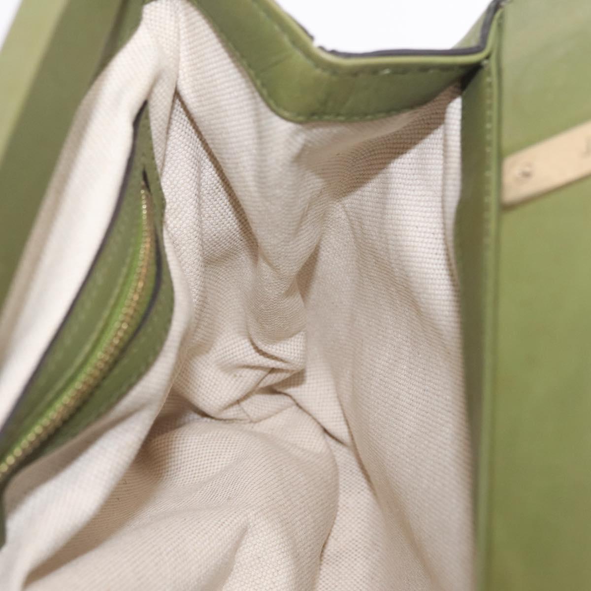 GUCCI Bamboo Hand Bag Leather 2way Khaki Gold Tone 308385 Auth BA16277A