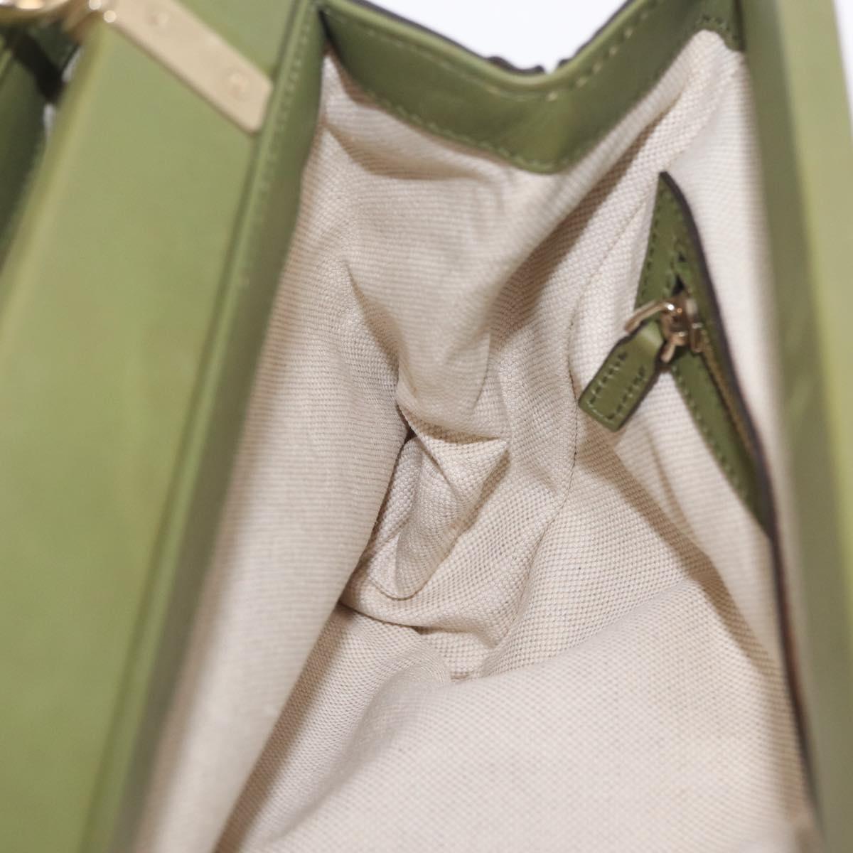 GUCCI Bamboo Hand Bag Leather 2way Khaki Gold Tone 308385 Auth BA16277A