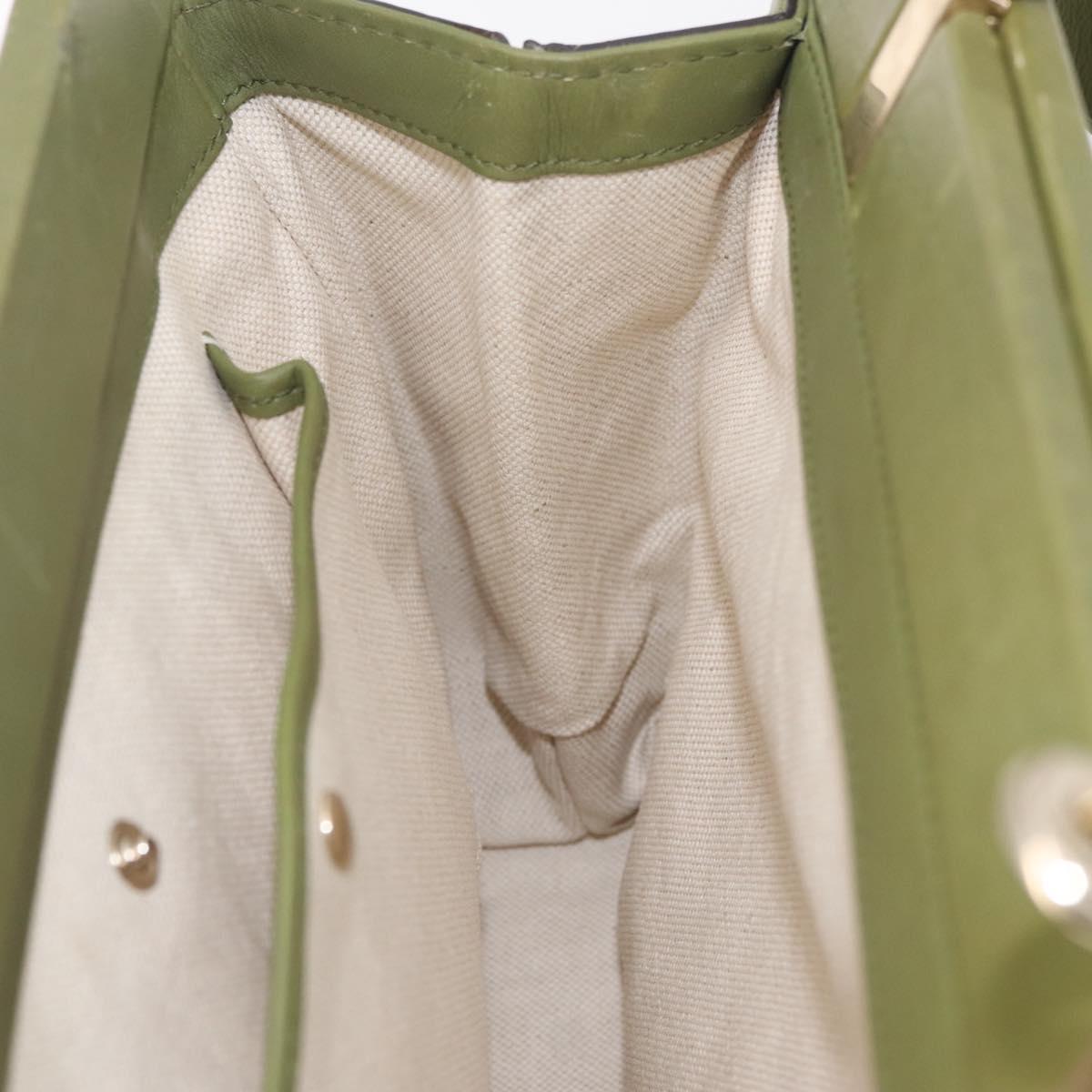 GUCCI Bamboo Hand Bag Leather 2way Khaki Gold Tone 308385 Auth BA16277A