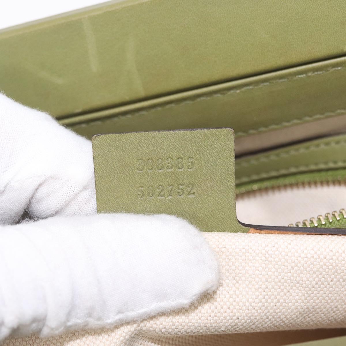GUCCI Bamboo Hand Bag Leather 2way Khaki Gold Tone 308385 Auth BA16277A