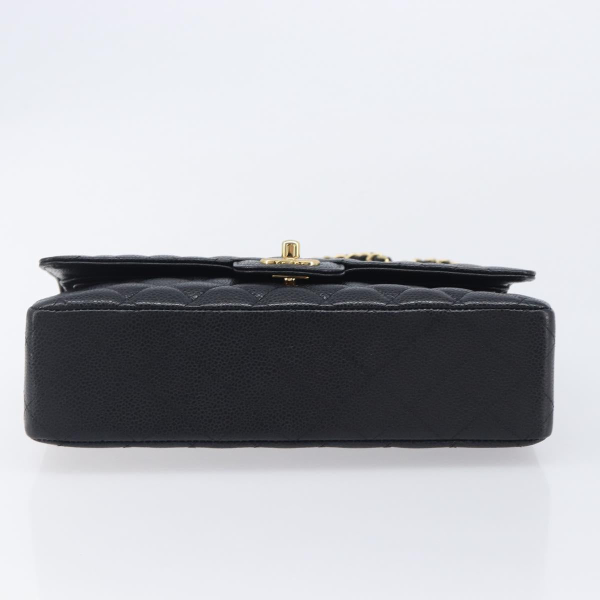 CHANEL Matelasse 25 Chain Shoulder Bag Caviar Skin Black Gold CC Auth BA16288SM