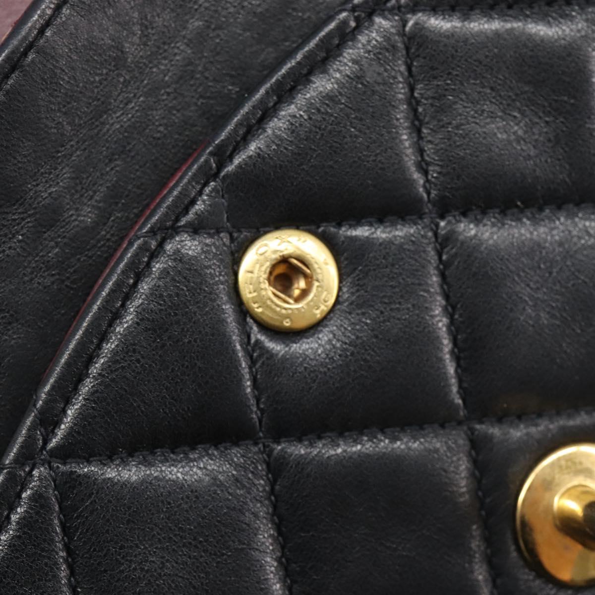 CHANEL Matelasse 25 Chain Shoulder Bag Lamb Skin Black Gold CC Auth BA16290SM