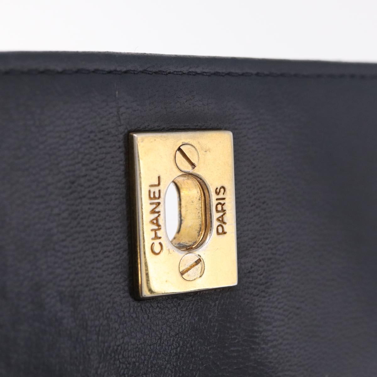 CHANEL Matelasse Chain Shoulder Bag Lamb Skin 2way Navy Gold CC Auth BA16293SAV