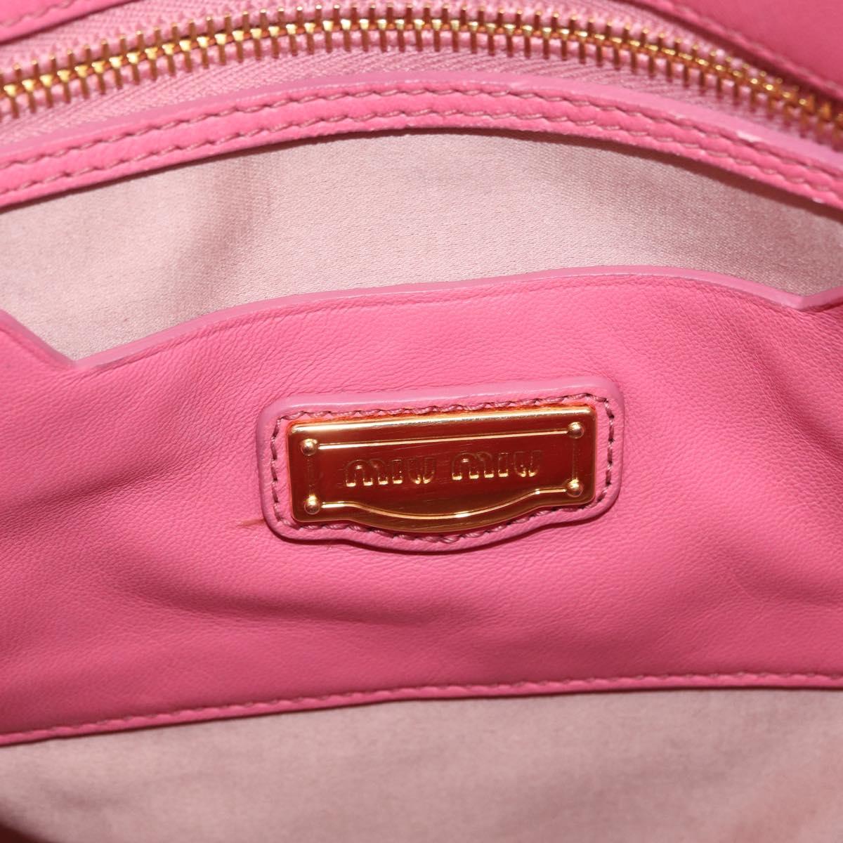 Miu Miu Matelasse Hand Bag Leather 2way Pink Gold Tone Auth BA16301V