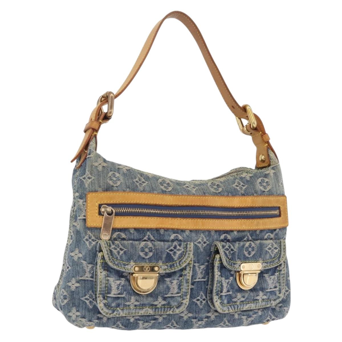 LOUIS VUITTON Monogram Denim Buggy PM Shoulder Bag Blue M95049 LV Auth BA16311V