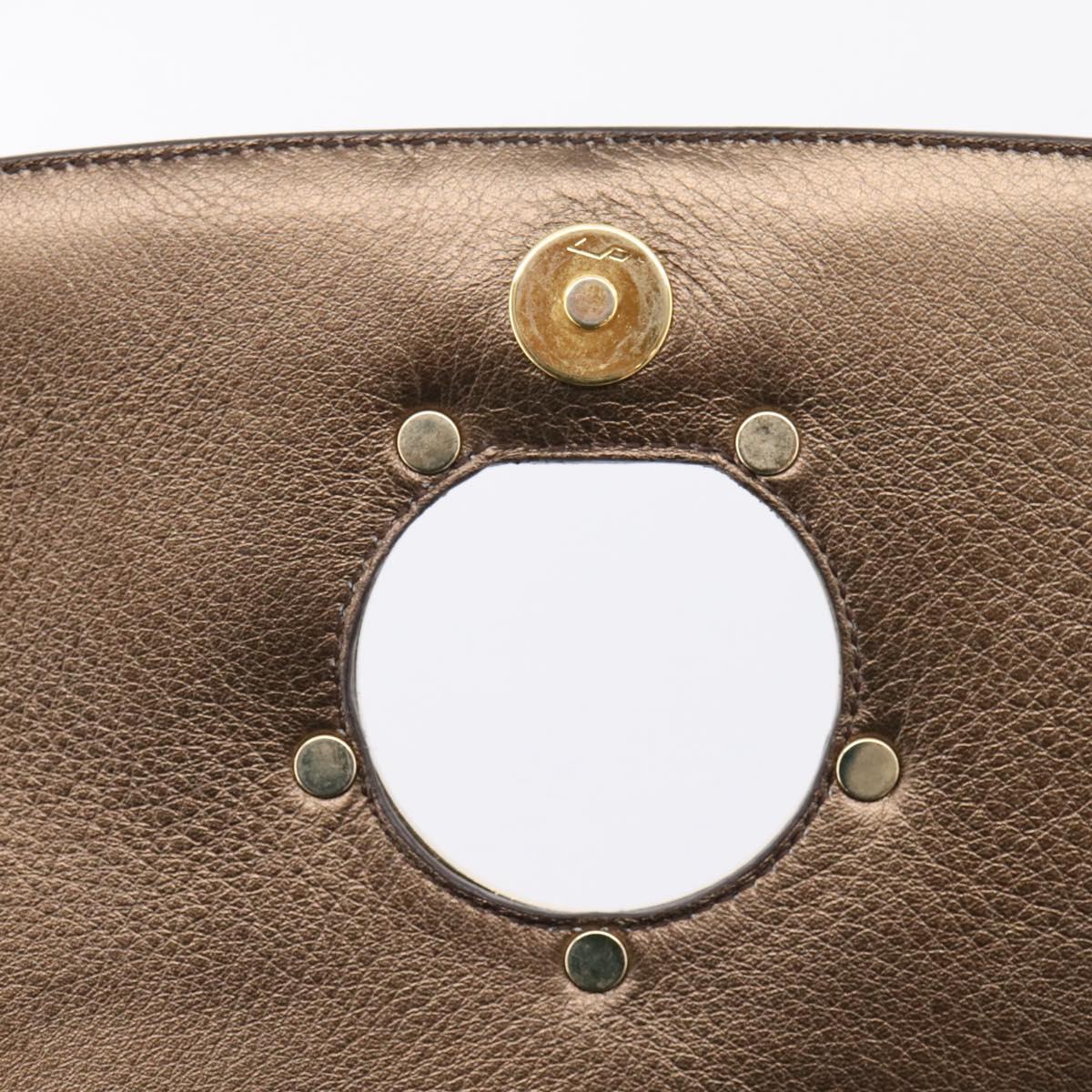 Salvatore Ferragamo Gancini Shoulder Bag Harako leather Brown Gold Auth BA16312A
