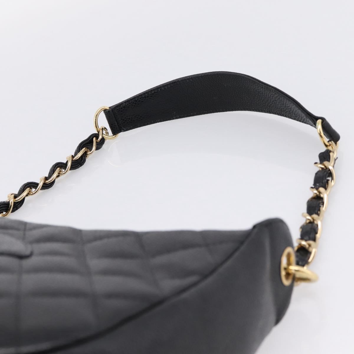CHANEL Matelasse Chain Shoulder Bag Caviar Skin Black Gold CC Auth BA16326SAV